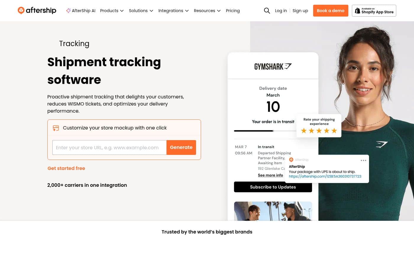 ภาพหน้าจอหลักของ AfterShip Tracking