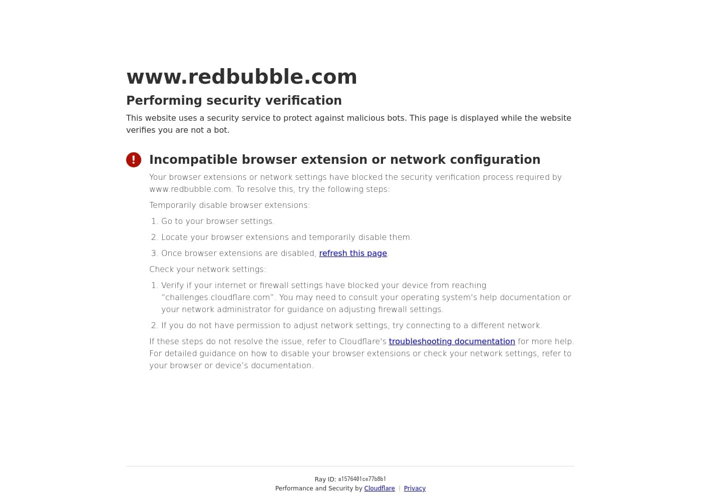 RedBubble homepage screenshot