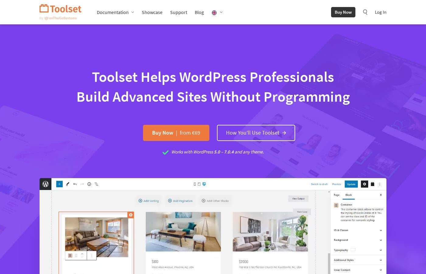 Toolset homepage screenshot