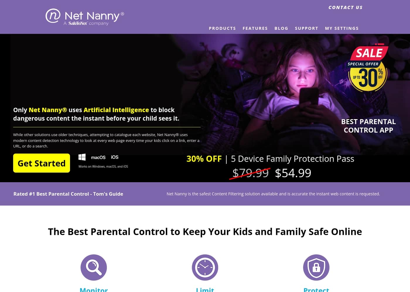 Net Nanny homepage screenshot