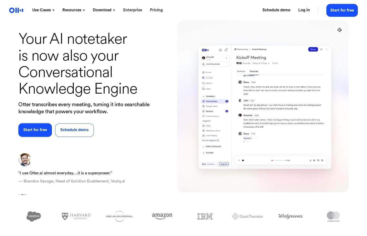 Otter.ai homepage screenshot