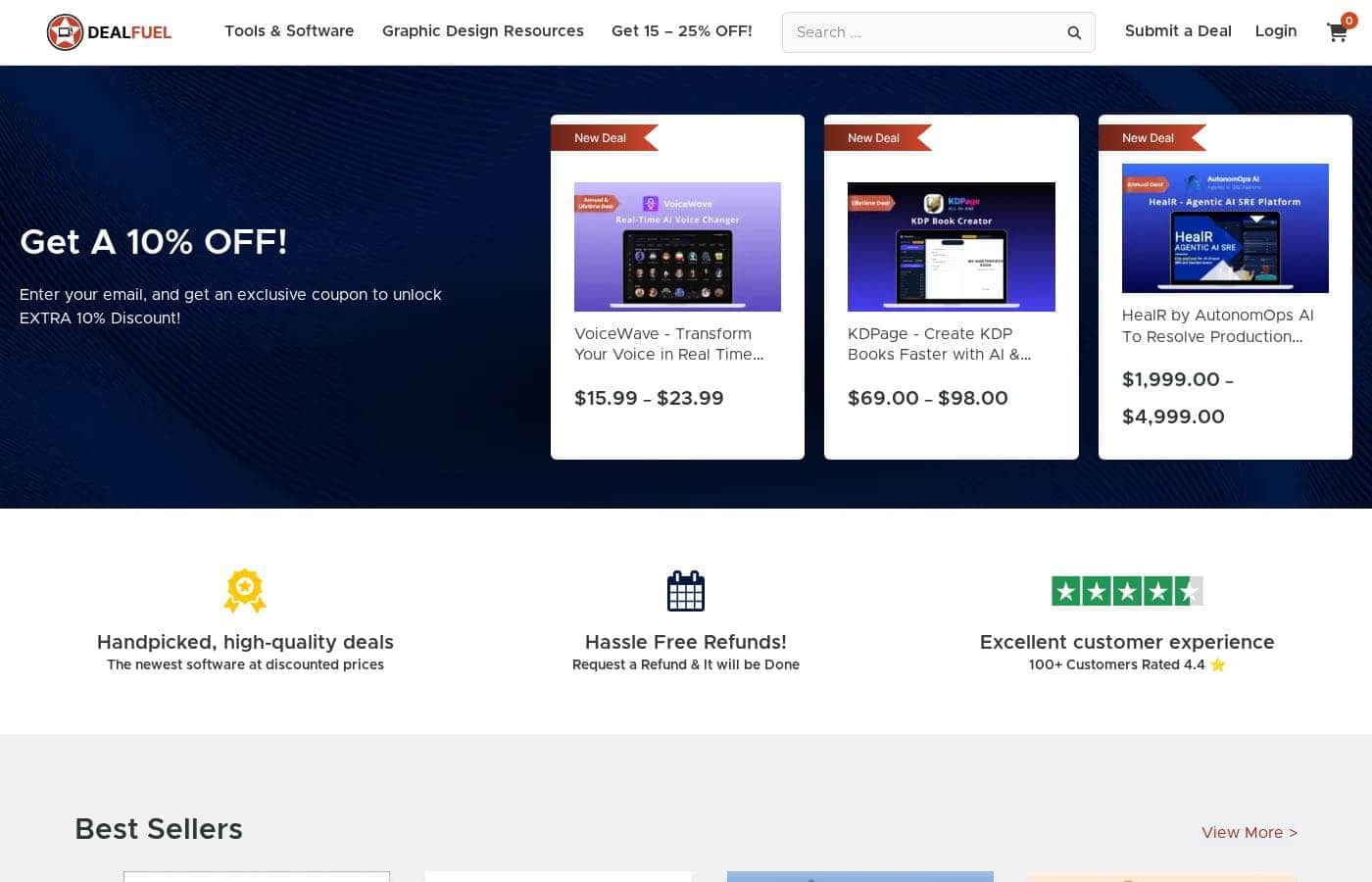 Dealfuel homepage screenshot