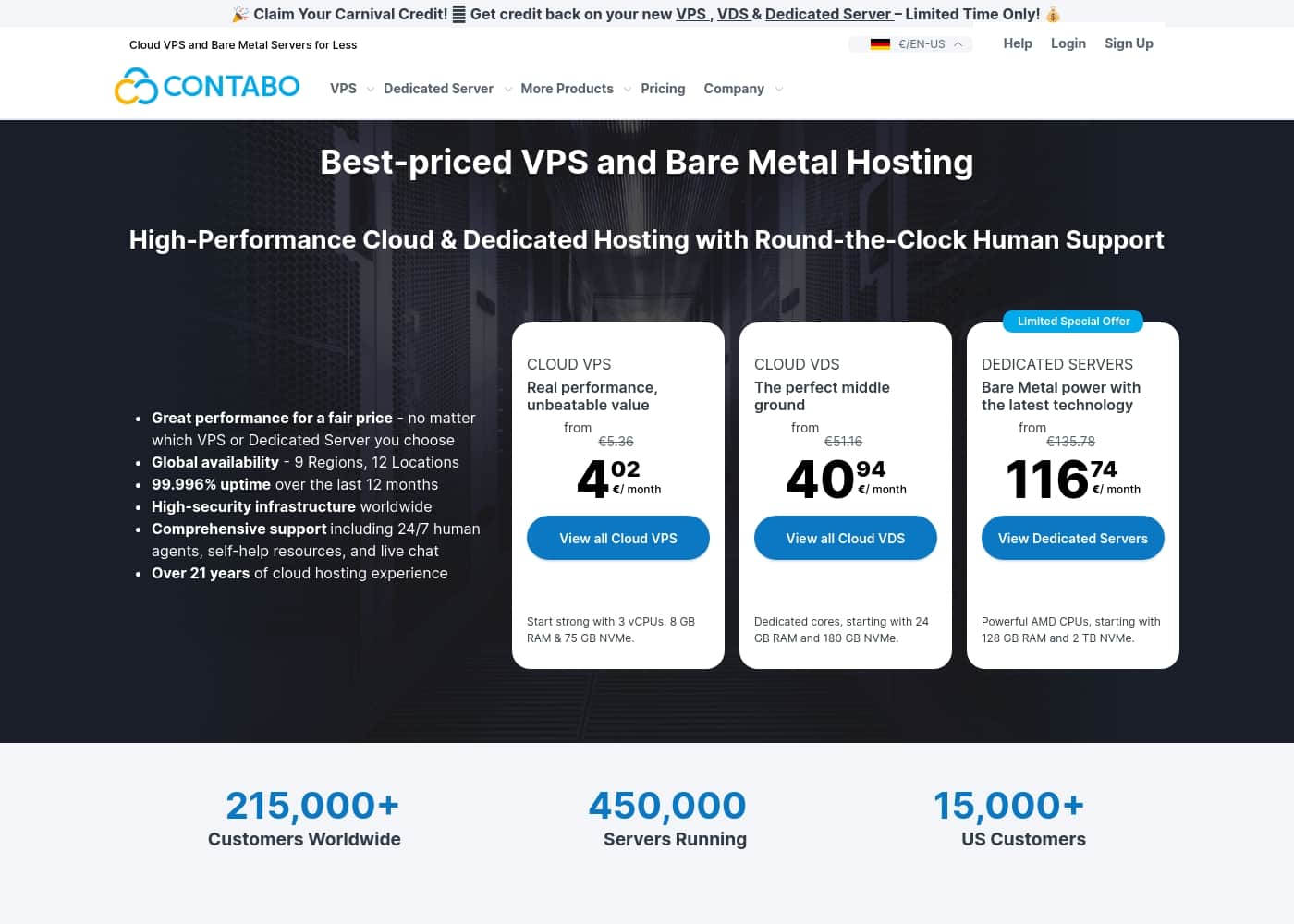 Contabo homepage screenshot