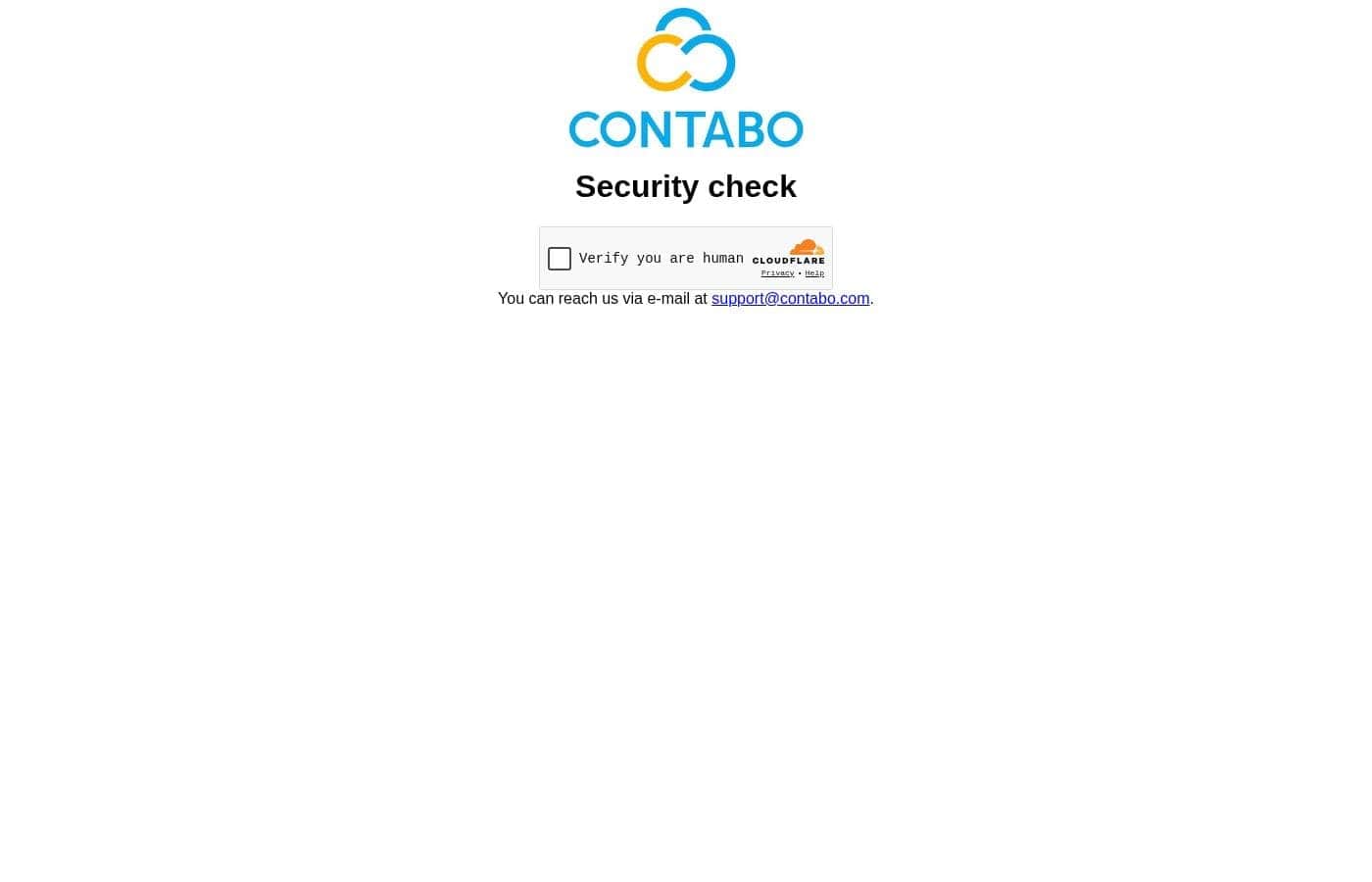 Capture d'écran de la page d'accueil Contabo