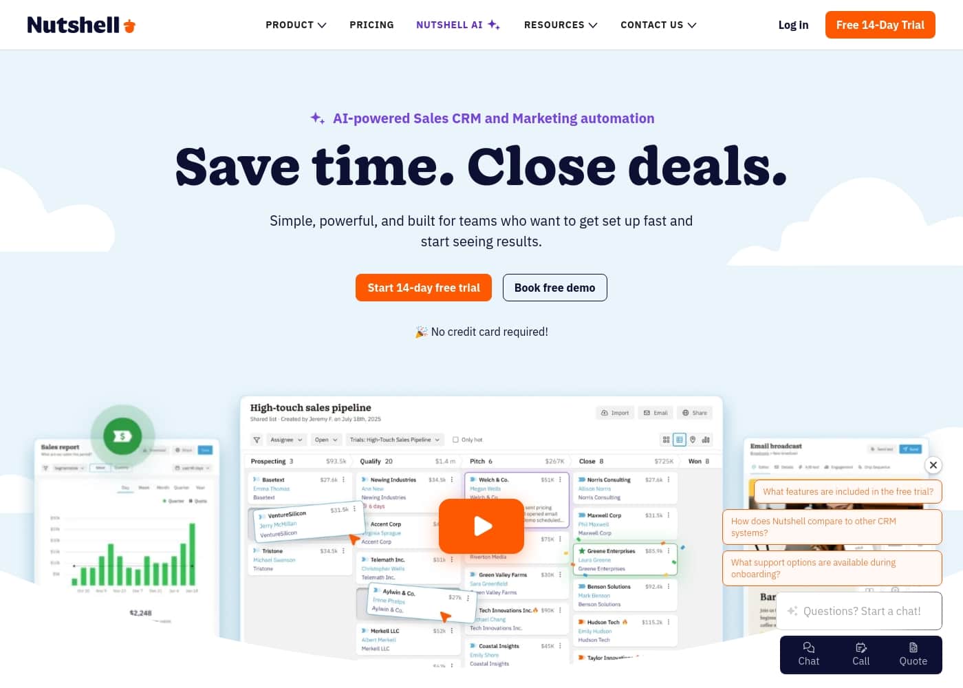 Nutshell homepage screenshot