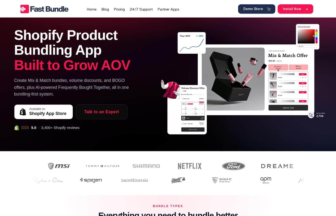 Screenshot della homepage di Fast Bundle