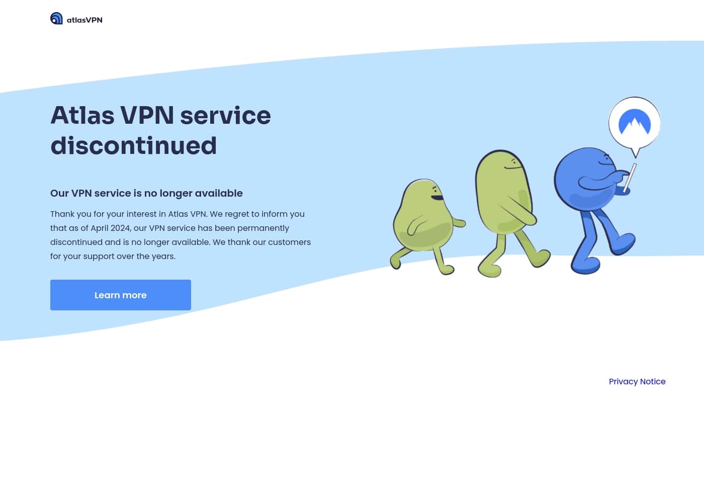Atlas VPN homepage screenshot