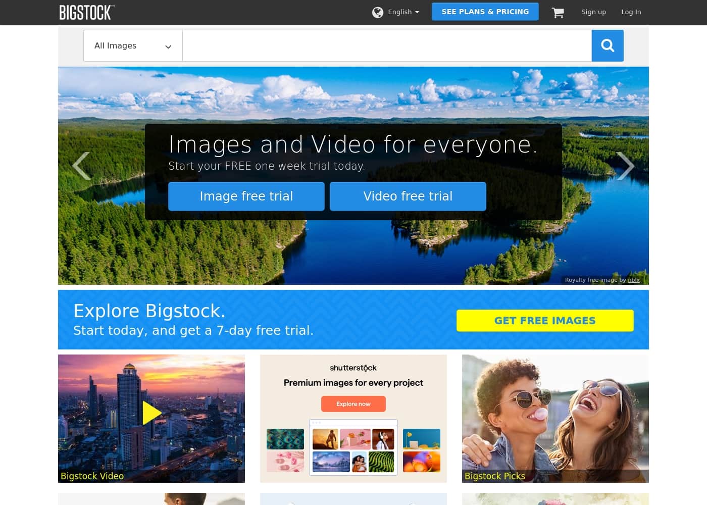 Bigstock homepage screenshot