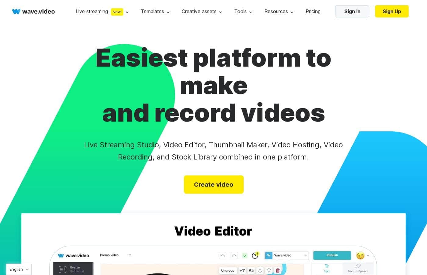 Wave.video homepage screenshot