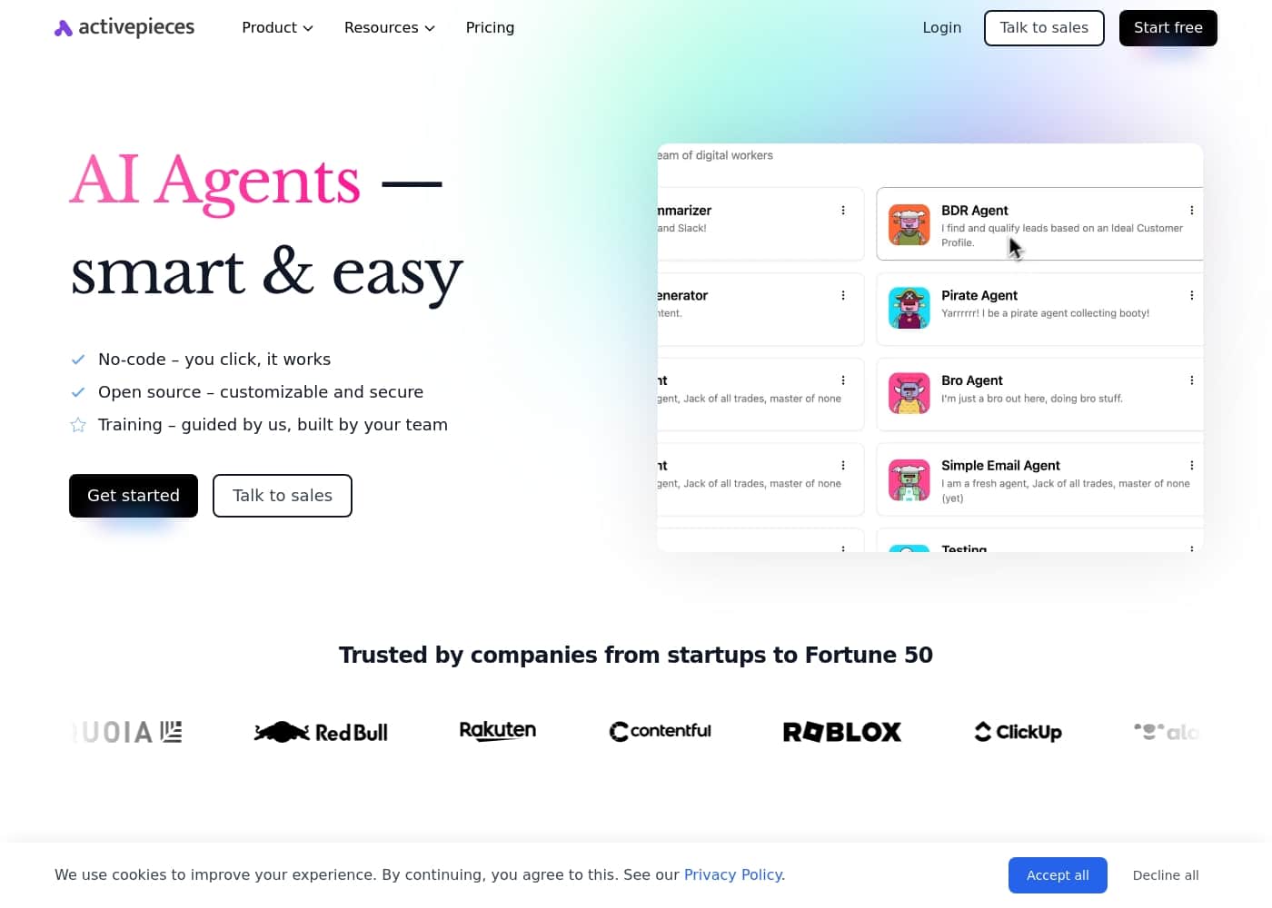 ภาพหน้าจอหลักของ ActivePieces