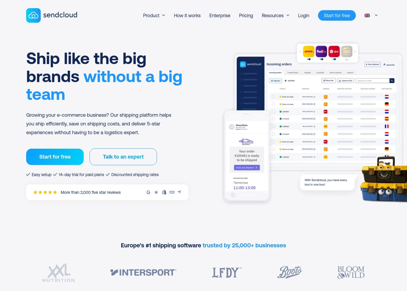 Sendcloud 홈페이지 스크린샷