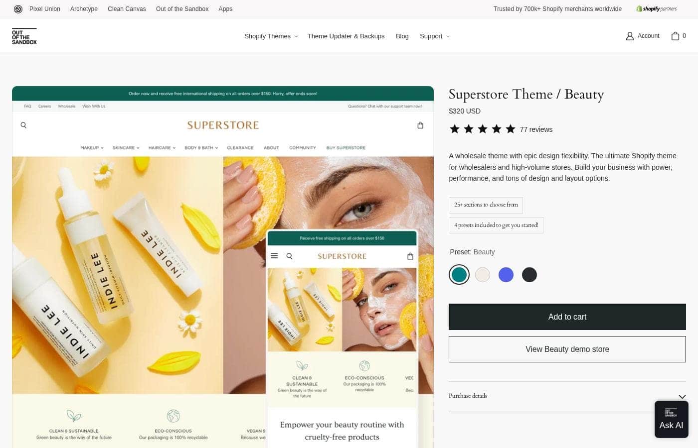 Zrzut ekranu cennika Superstore Theme