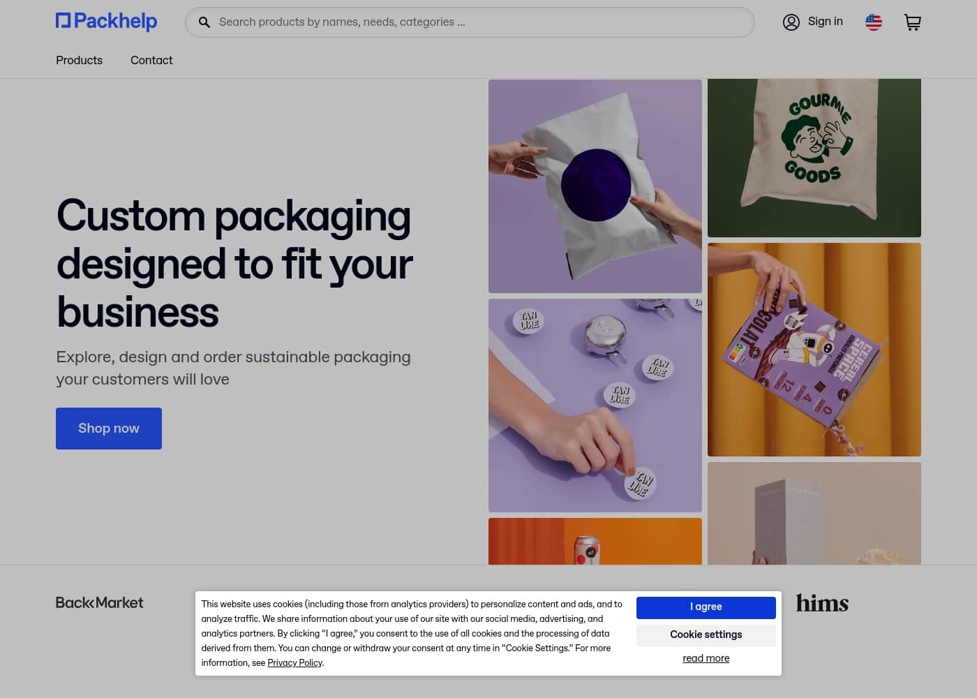 Packhelp 홈페이지 스크린샷