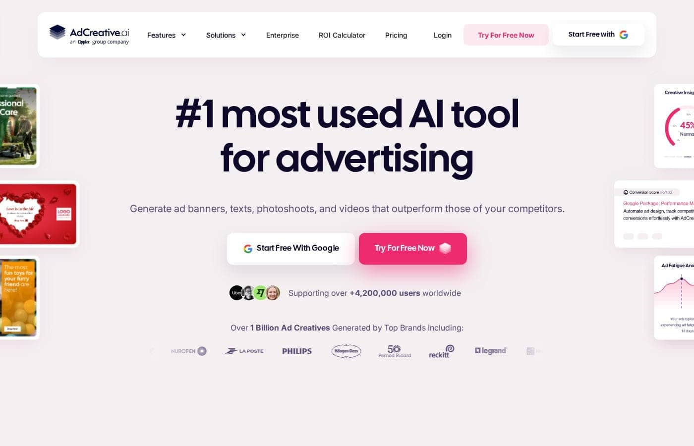 AdCreative homepage screenshot