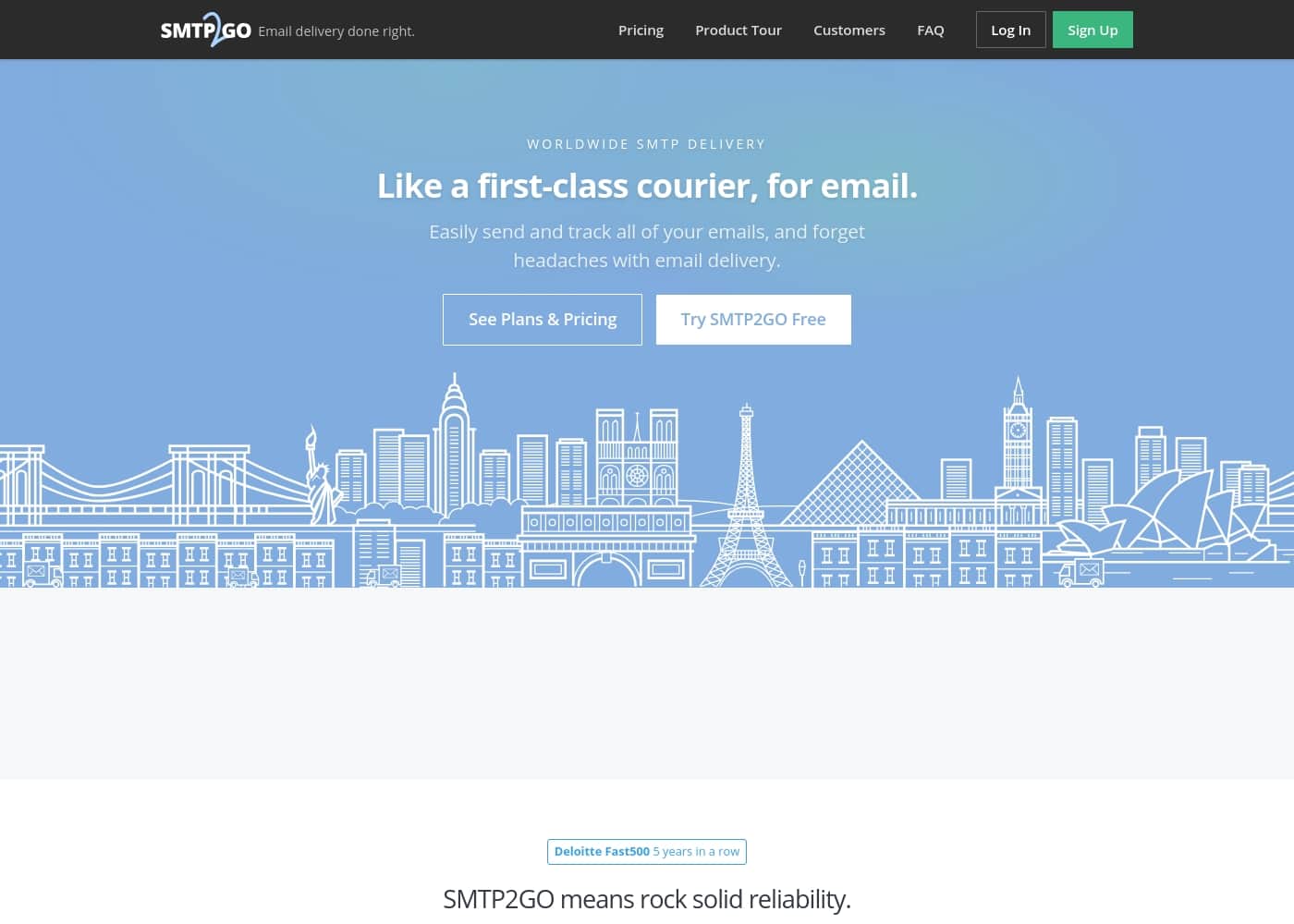 SMTP2Go homepage screenshot