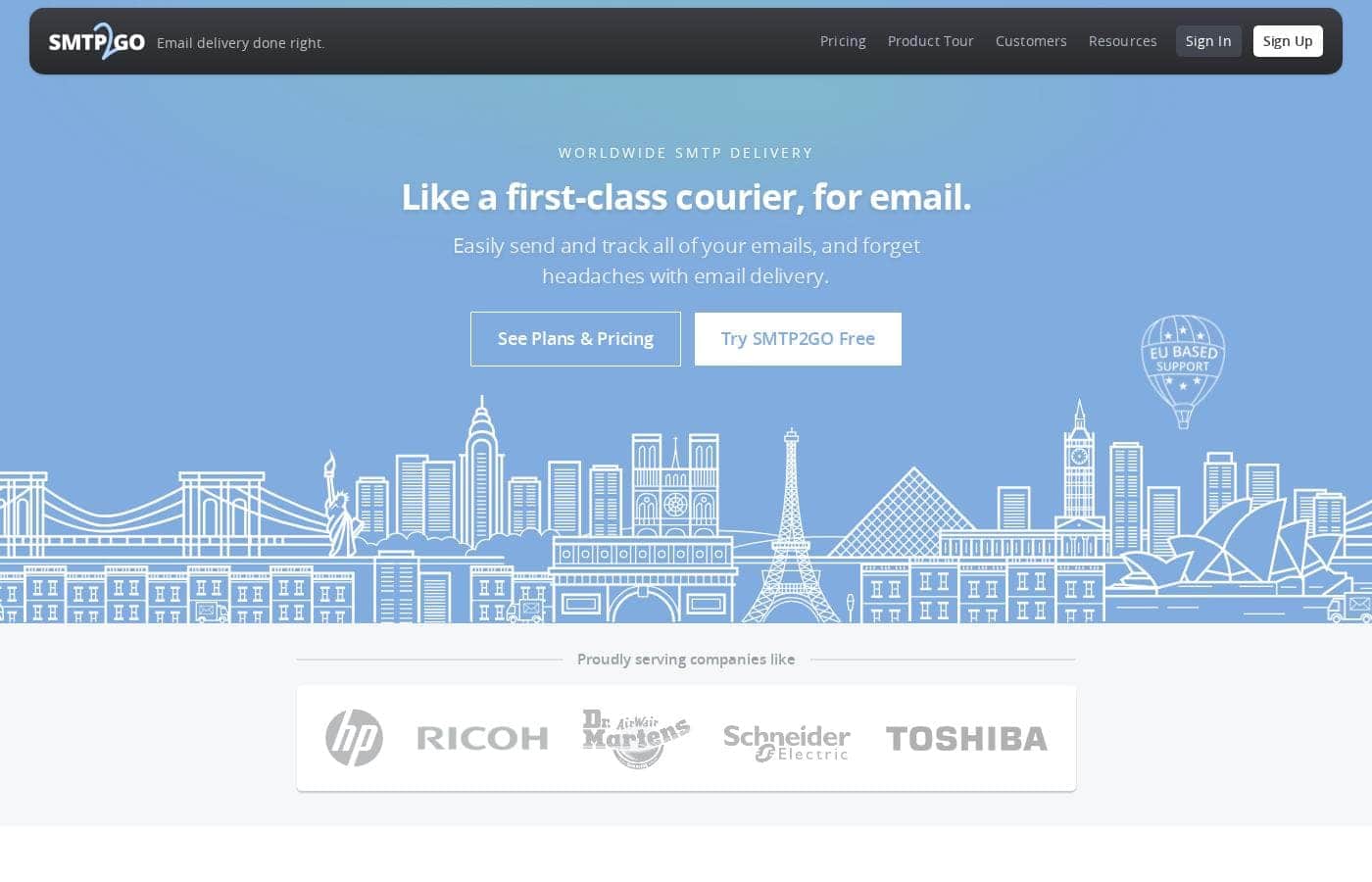 SMTP2Go homepage screenshot