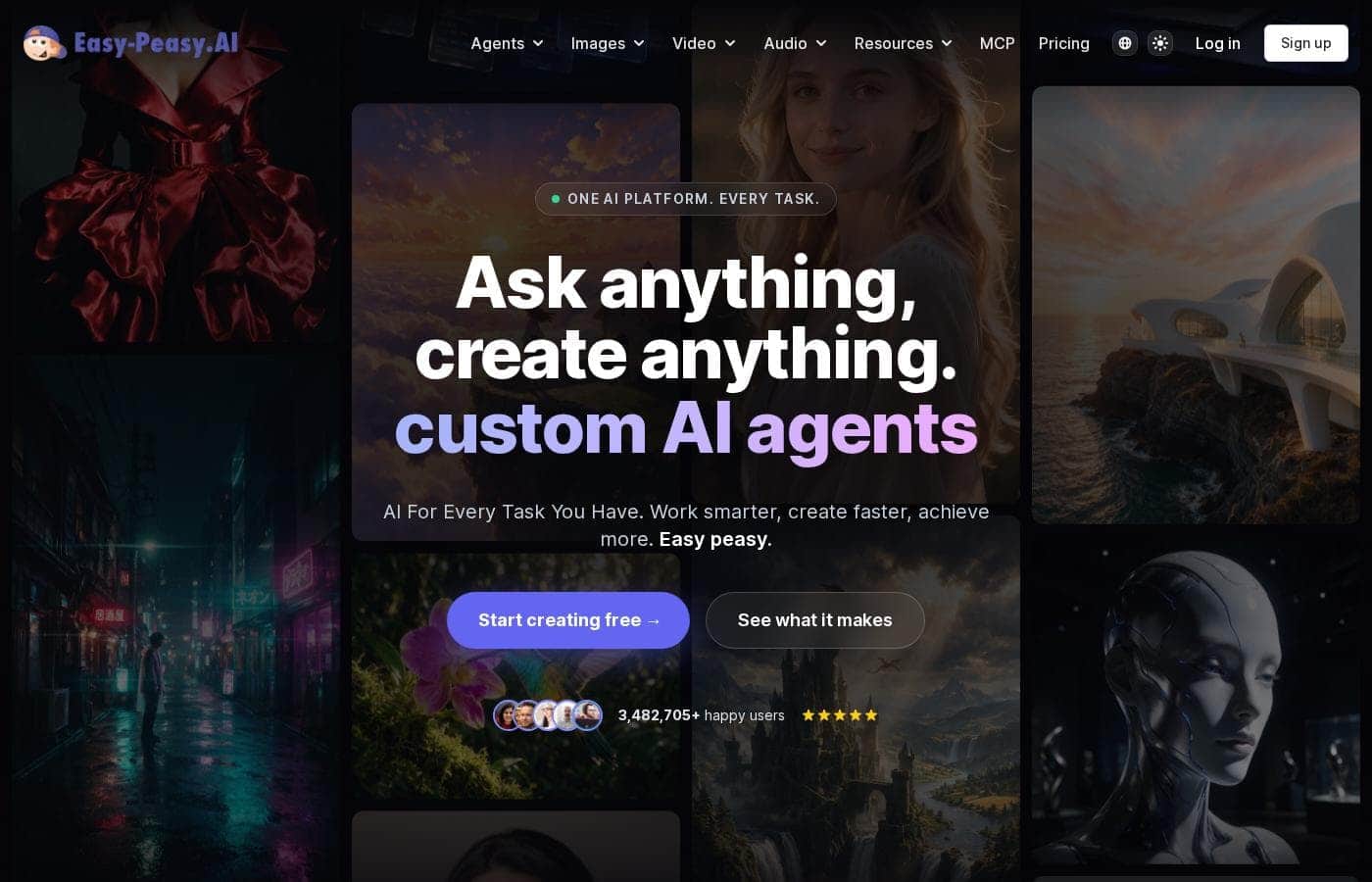 Easy-Peasy.AI homepage screenshot