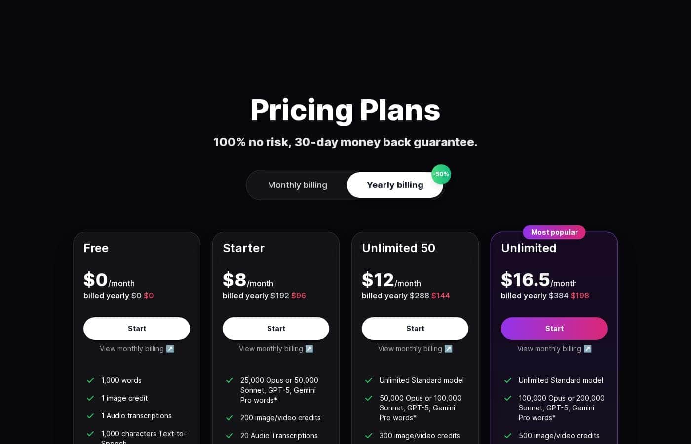 Easy-Peasy.AI pricing page screenshot