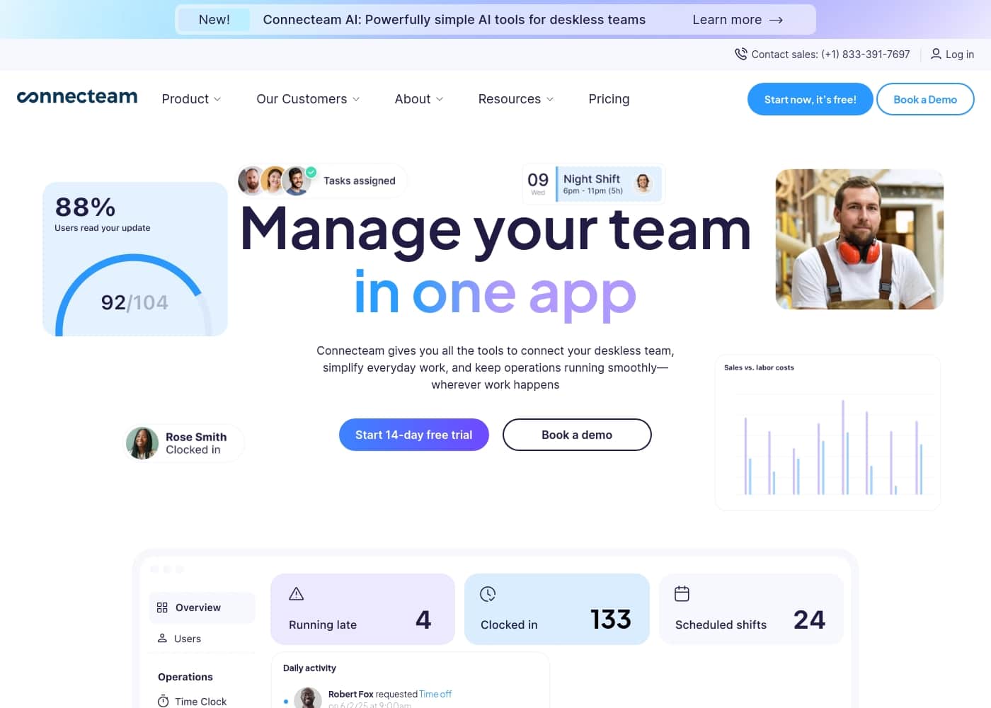 Connecteam 홈페이지 스크린샷