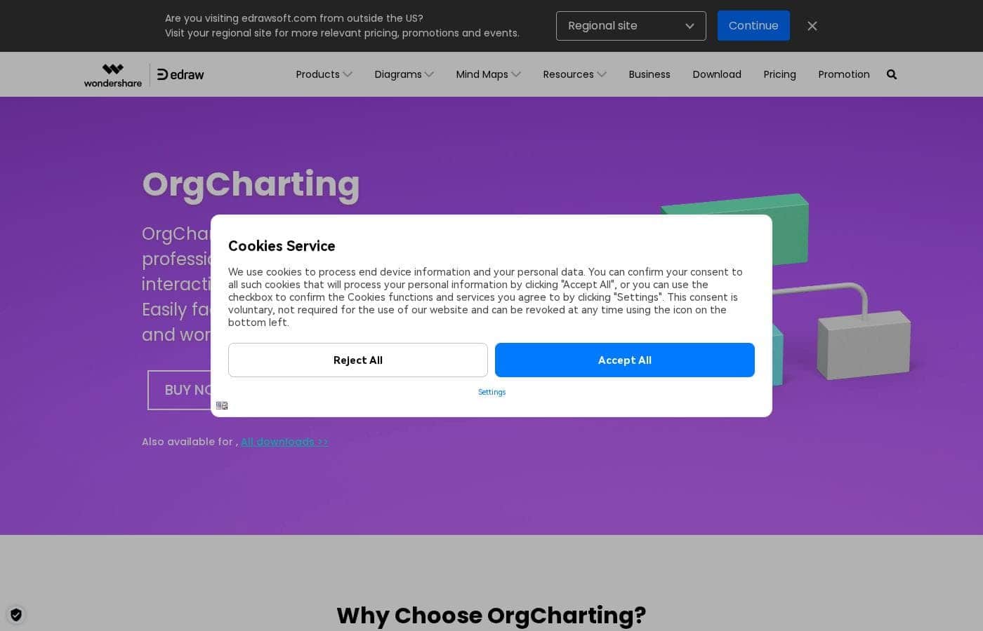 OrgCharting pricing page screenshot