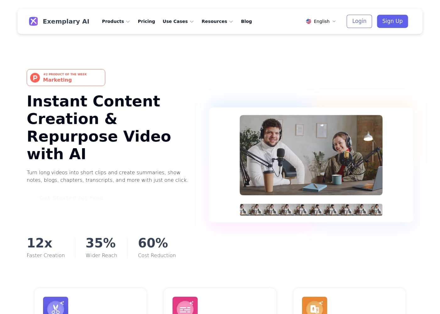 Exemplary AI 홈페이지 스크린샷