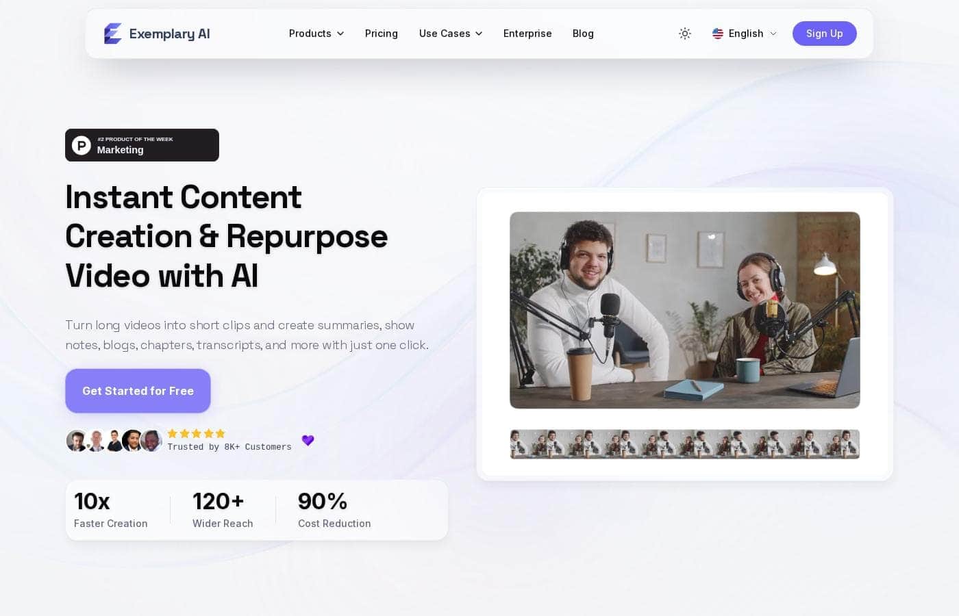 Exemplary AI homepage screenshot