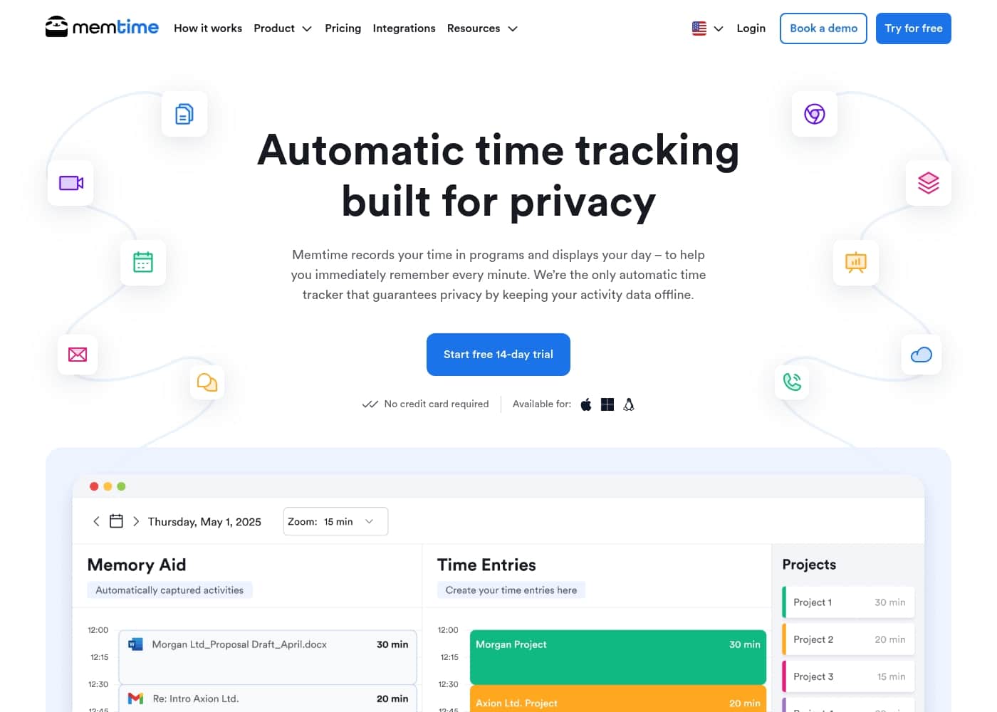 memtime homepage screenshot