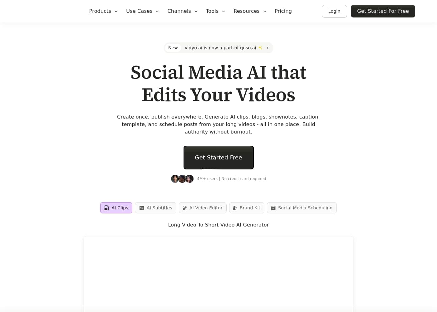 Vidyo.ai homepage screenshot
