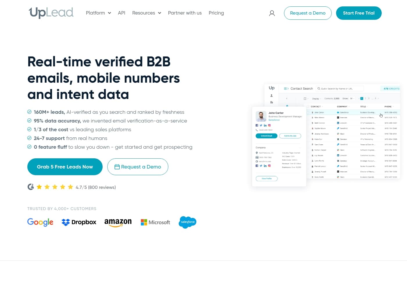 Uplead homepage screenshot