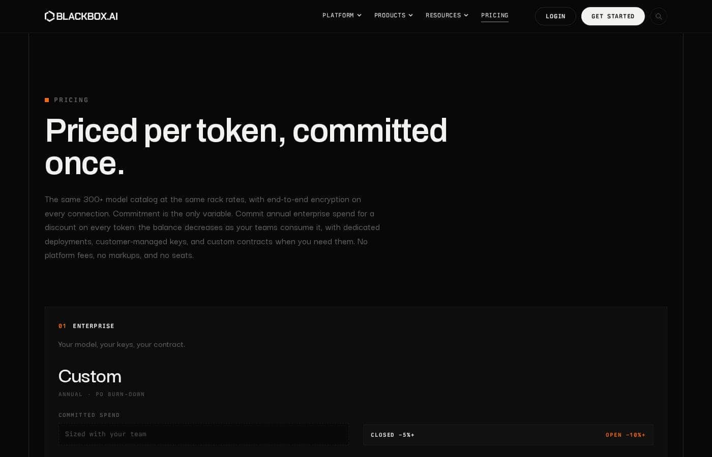 BLACKBOX AI pricing page screenshot