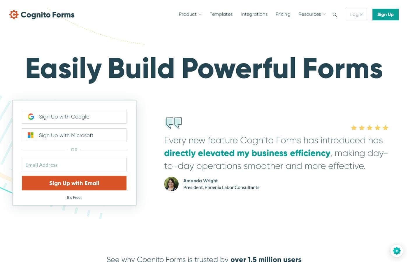 Cognito Forms Homepage-Screenshot