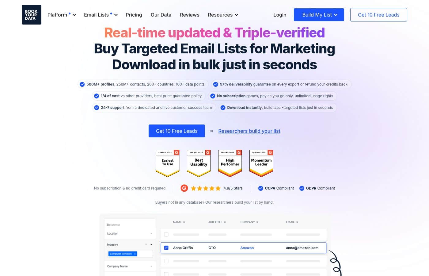Bookyourdata homepage screenshot