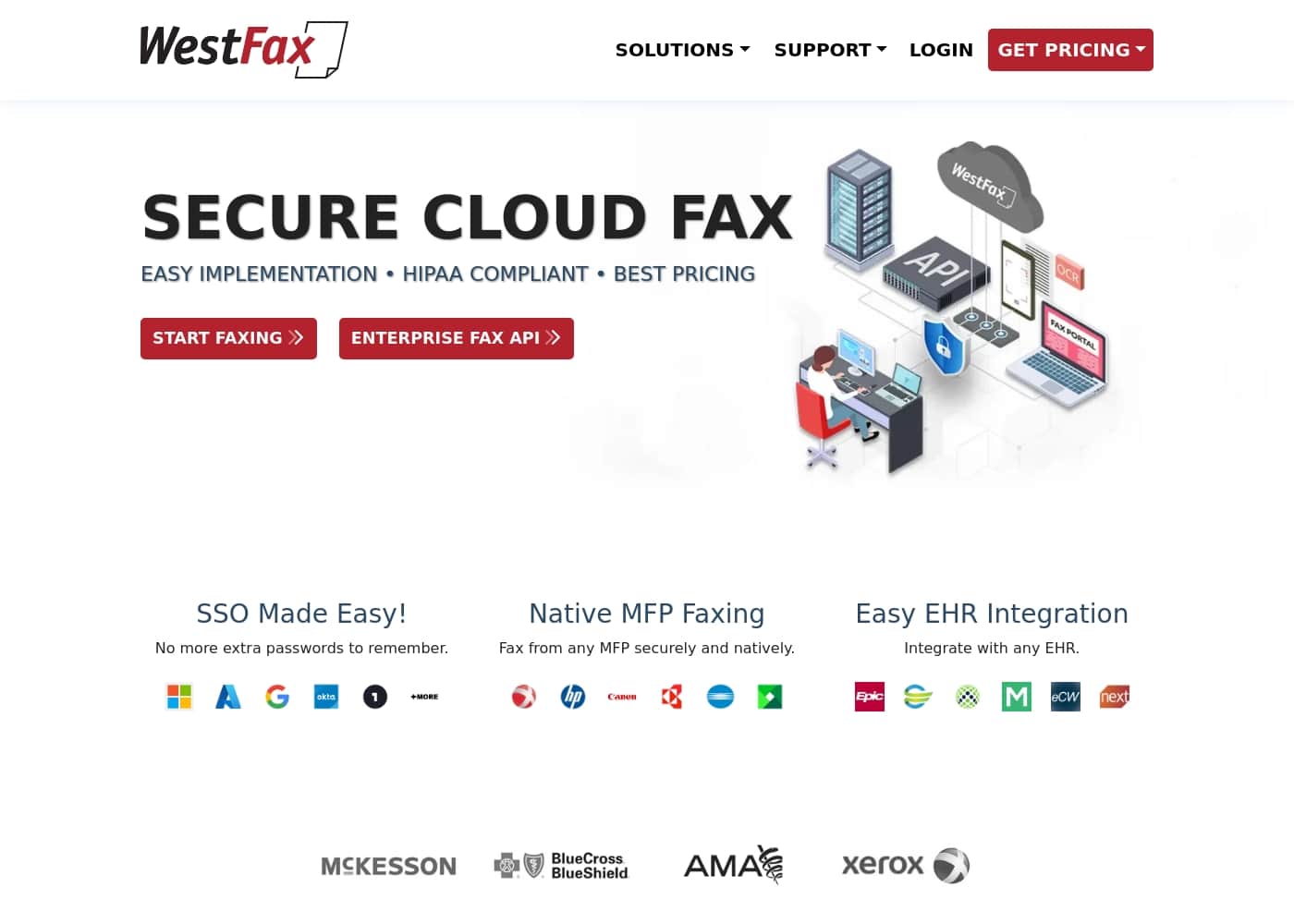 WestFax homepage screenshot