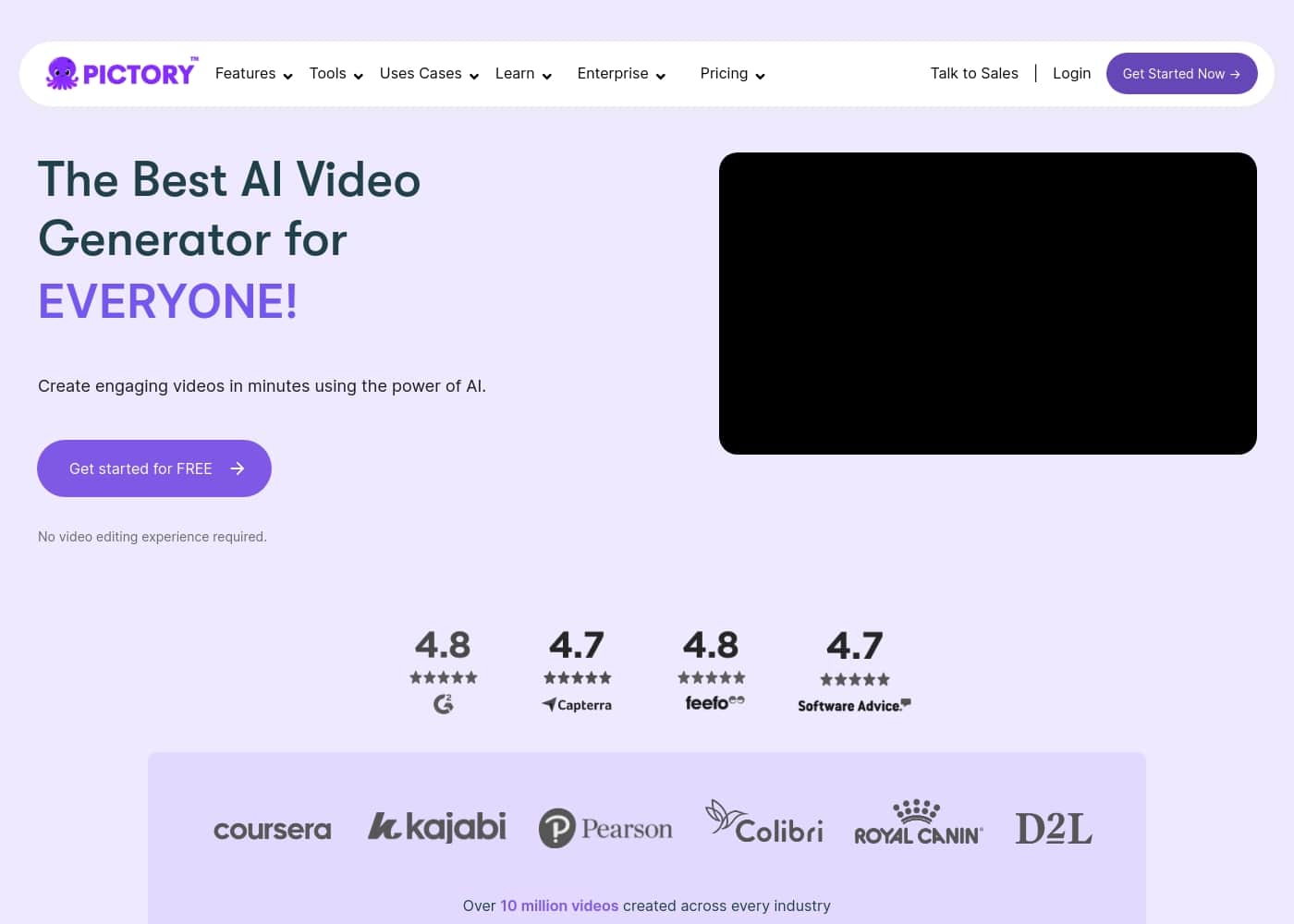 Pictory homepage screenshot