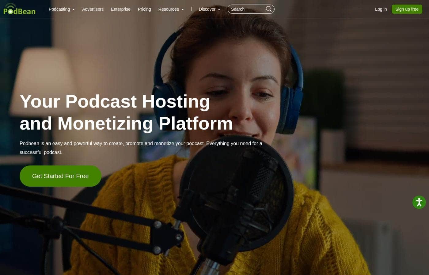 Podbean Homepage-Screenshot