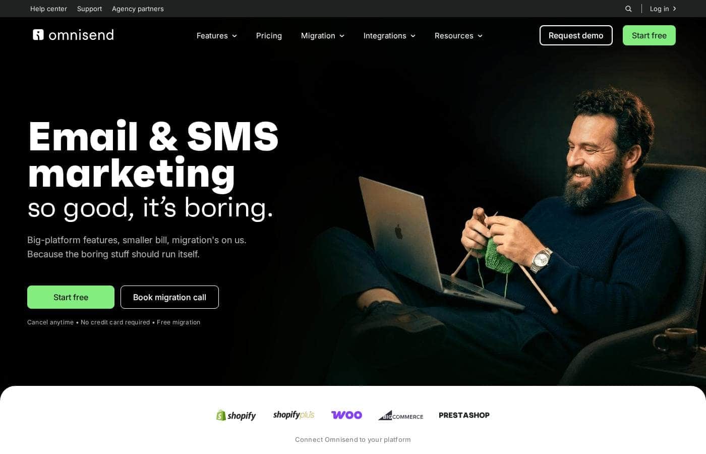 Omnisend homepage screenshot