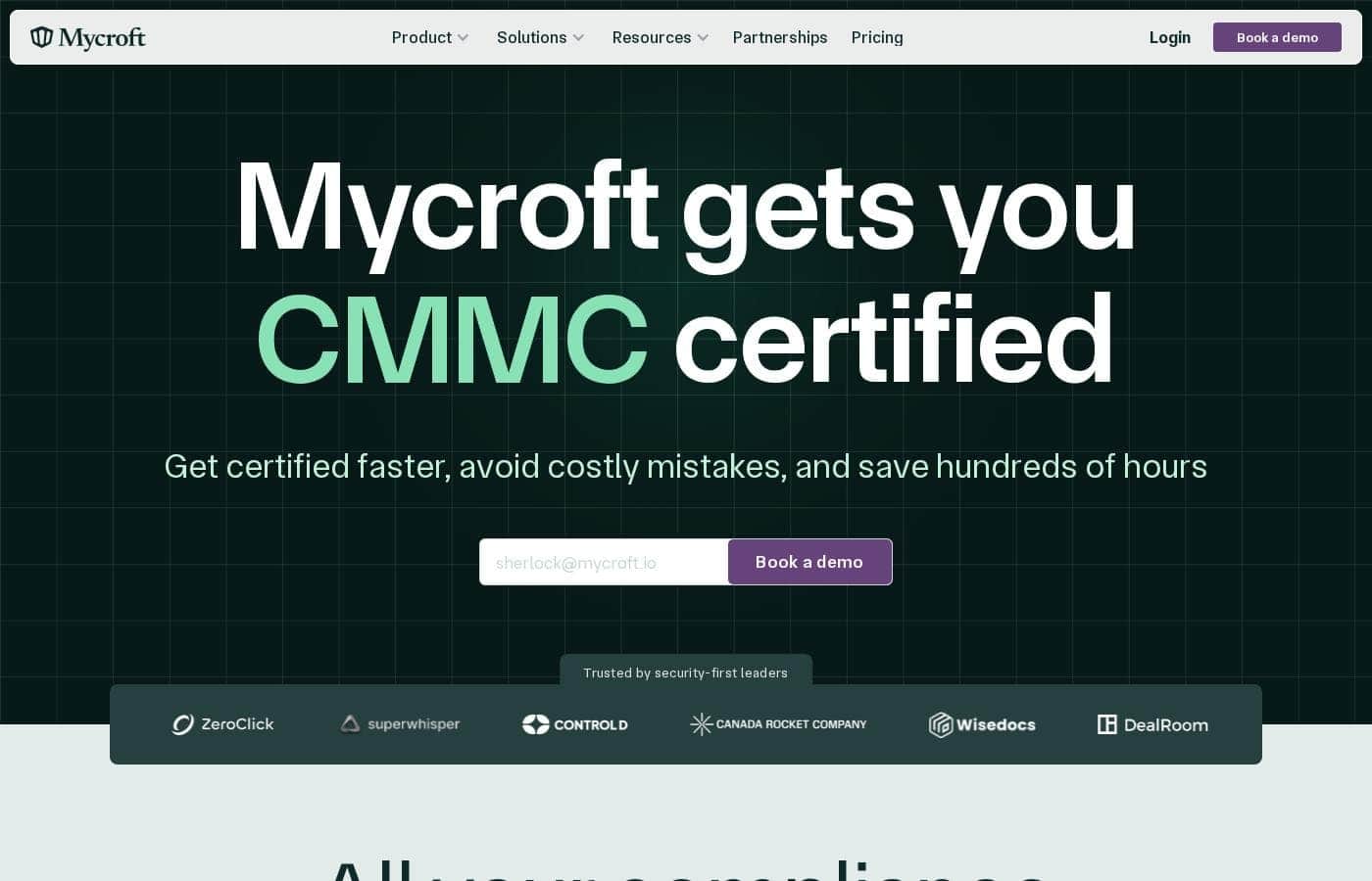 Mycroft homepage screenshot