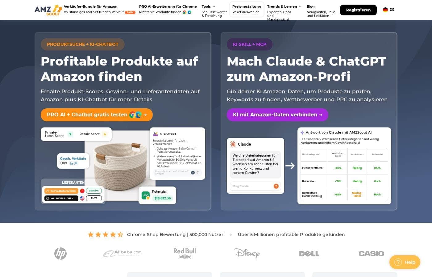 Screenshot della pagina prezzi di AMZScout