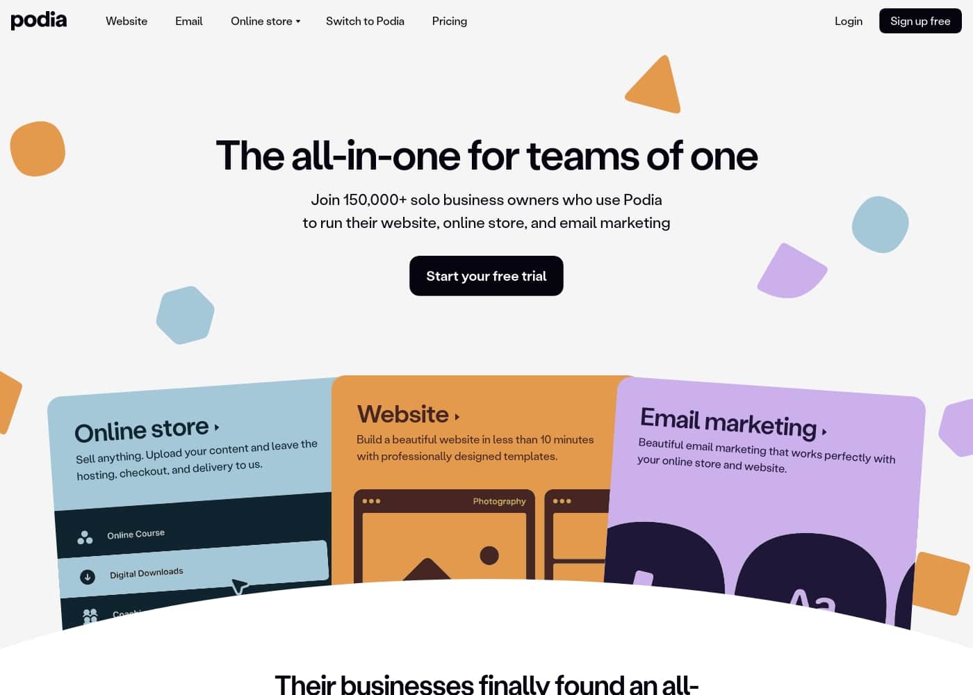 Podia homepage screenshot