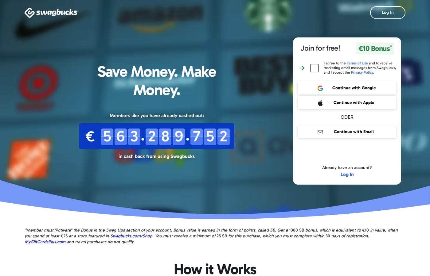 Swagbucks homepage screenshot