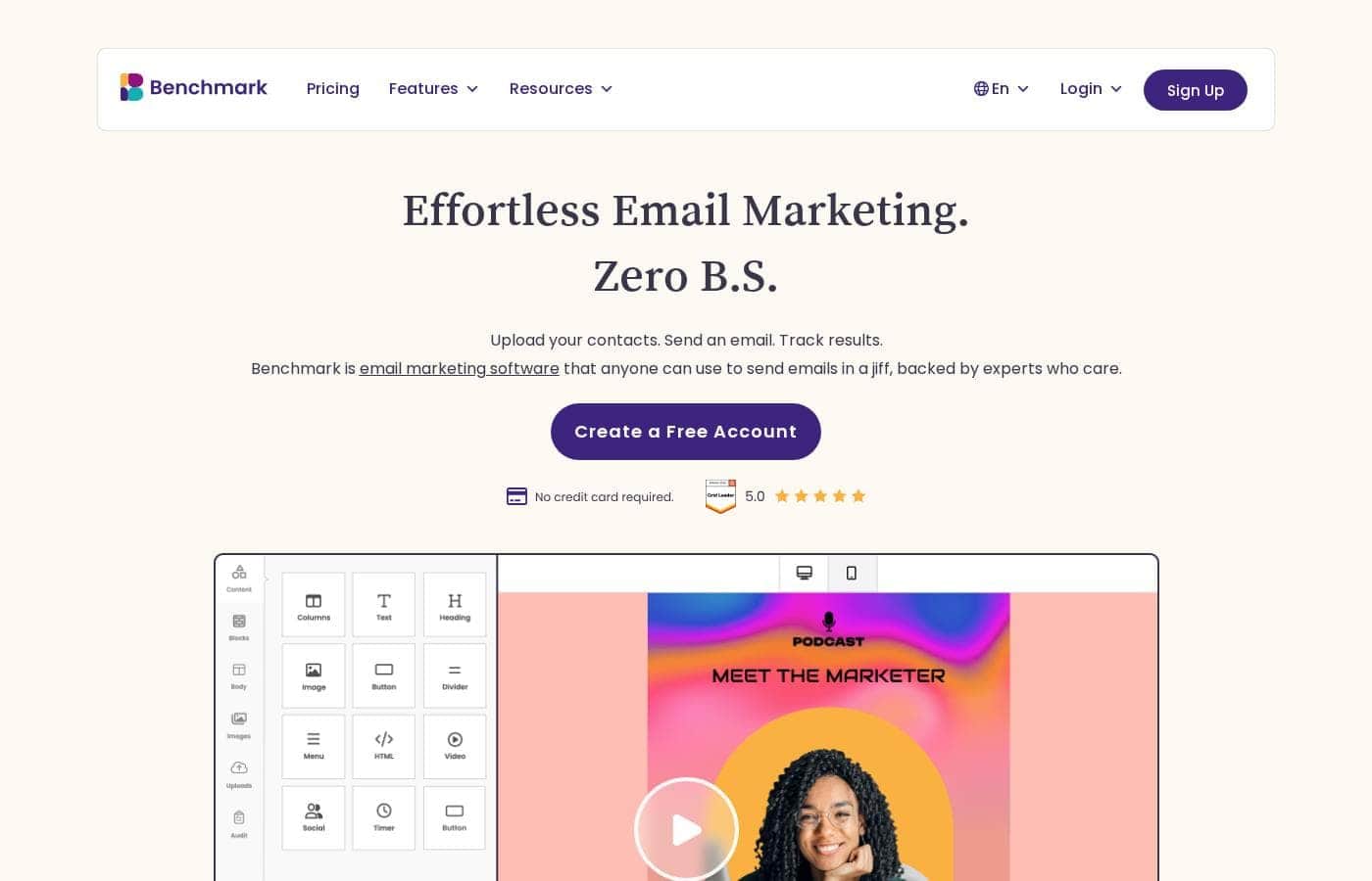 Benchmark Email Homepage-Screenshot