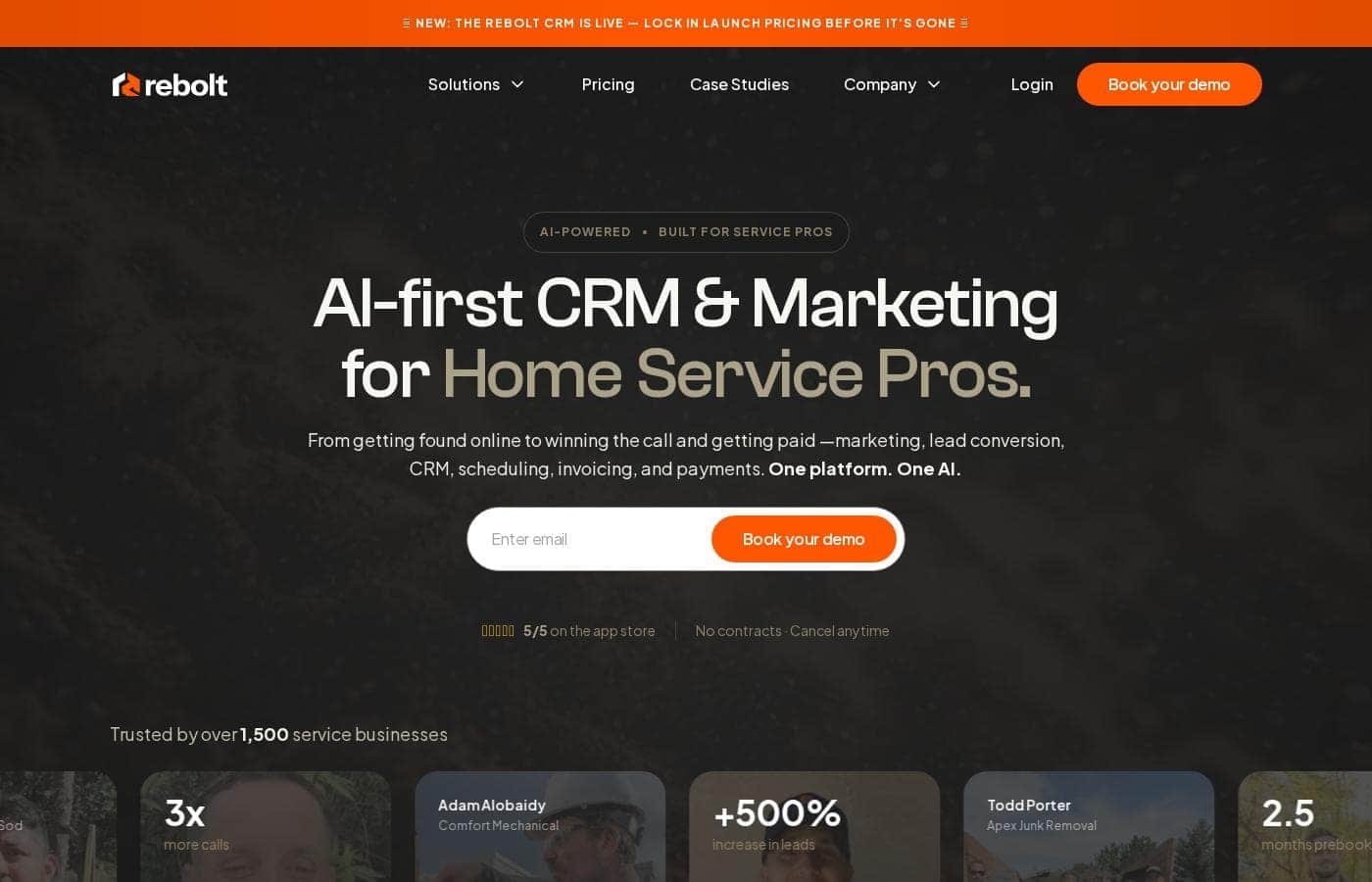 Rebolt homepage screenshot
