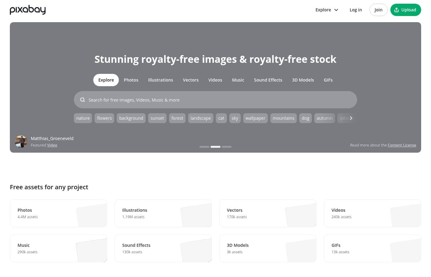 Pixabay pricing page screenshot