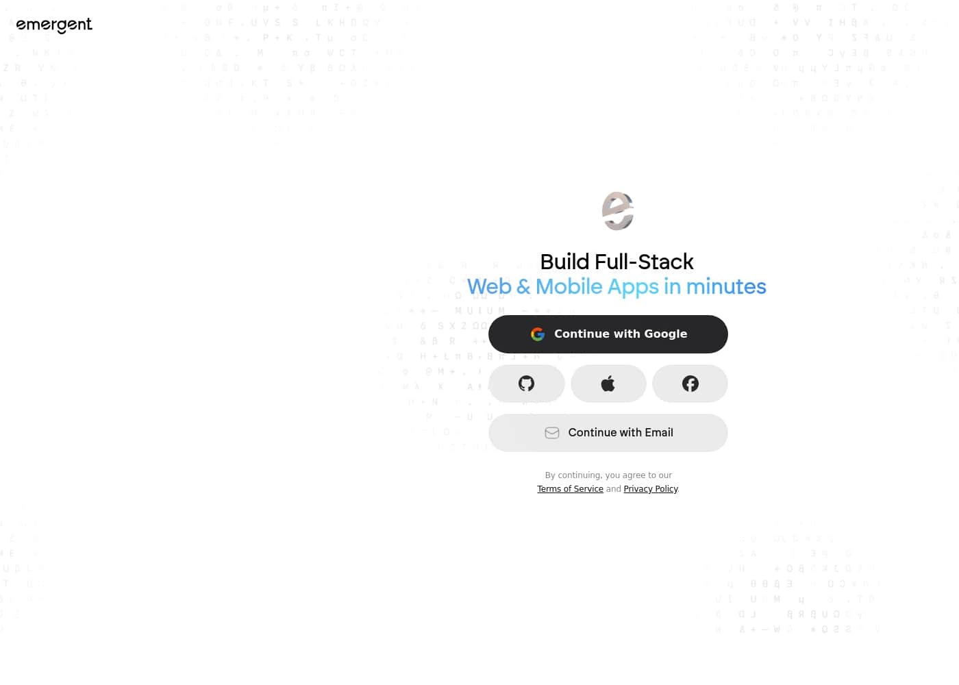 Emergent homepage screenshot
