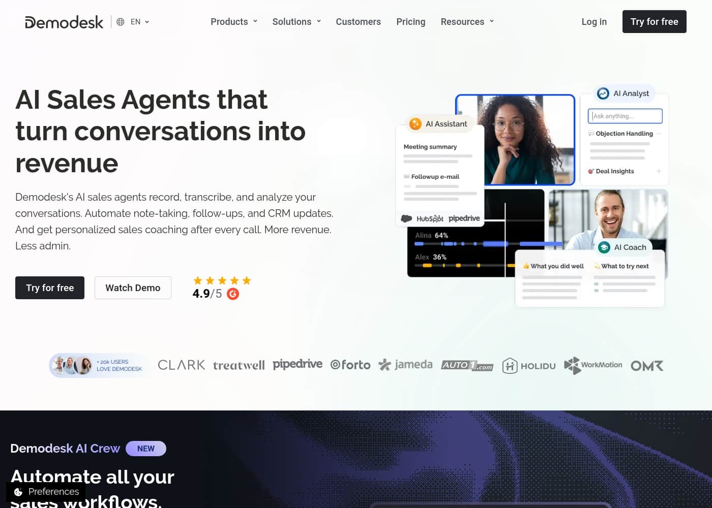 Demodesk homepage screenshot