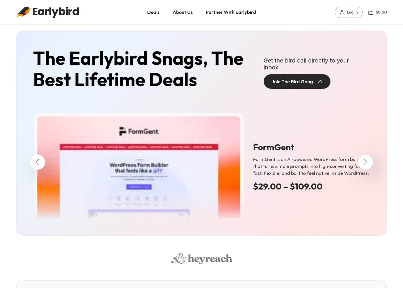 ภาพหน้าจอหลักของ EarlyBird