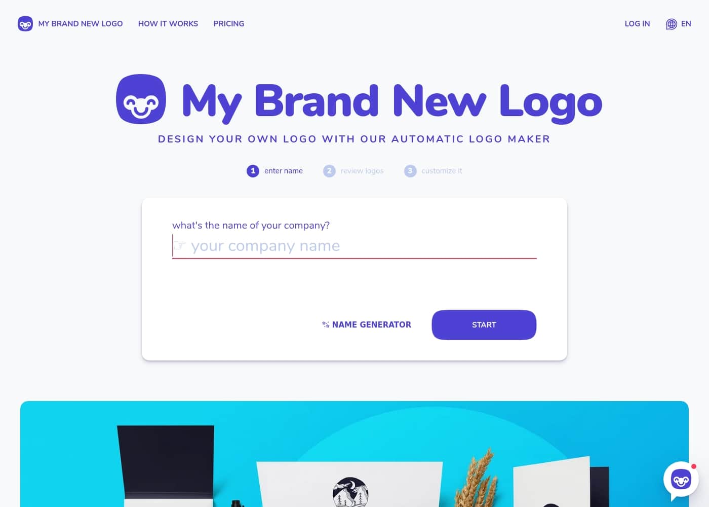Captura de pantalla de la página de inicio de My Brand New Logo
