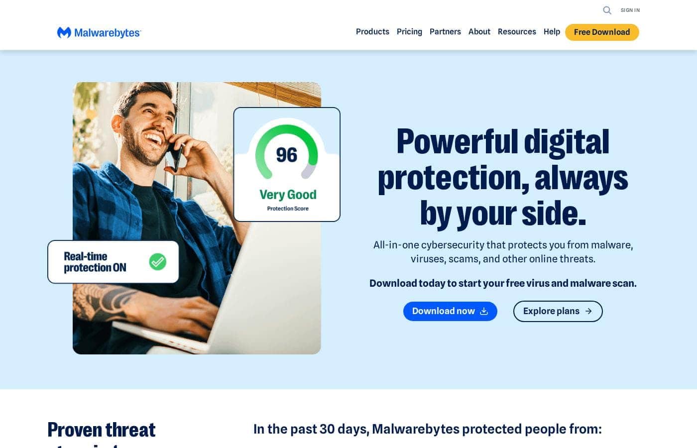 Malwarebytes 홈페이지 스크린샷