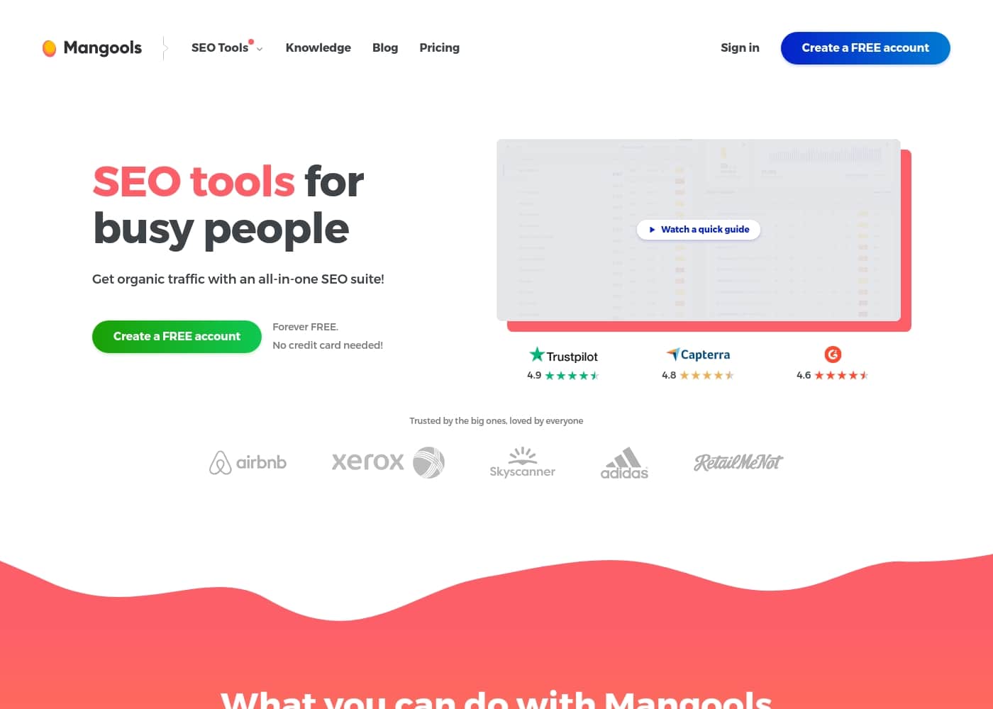 Mangools 홈페이지 스크린샷