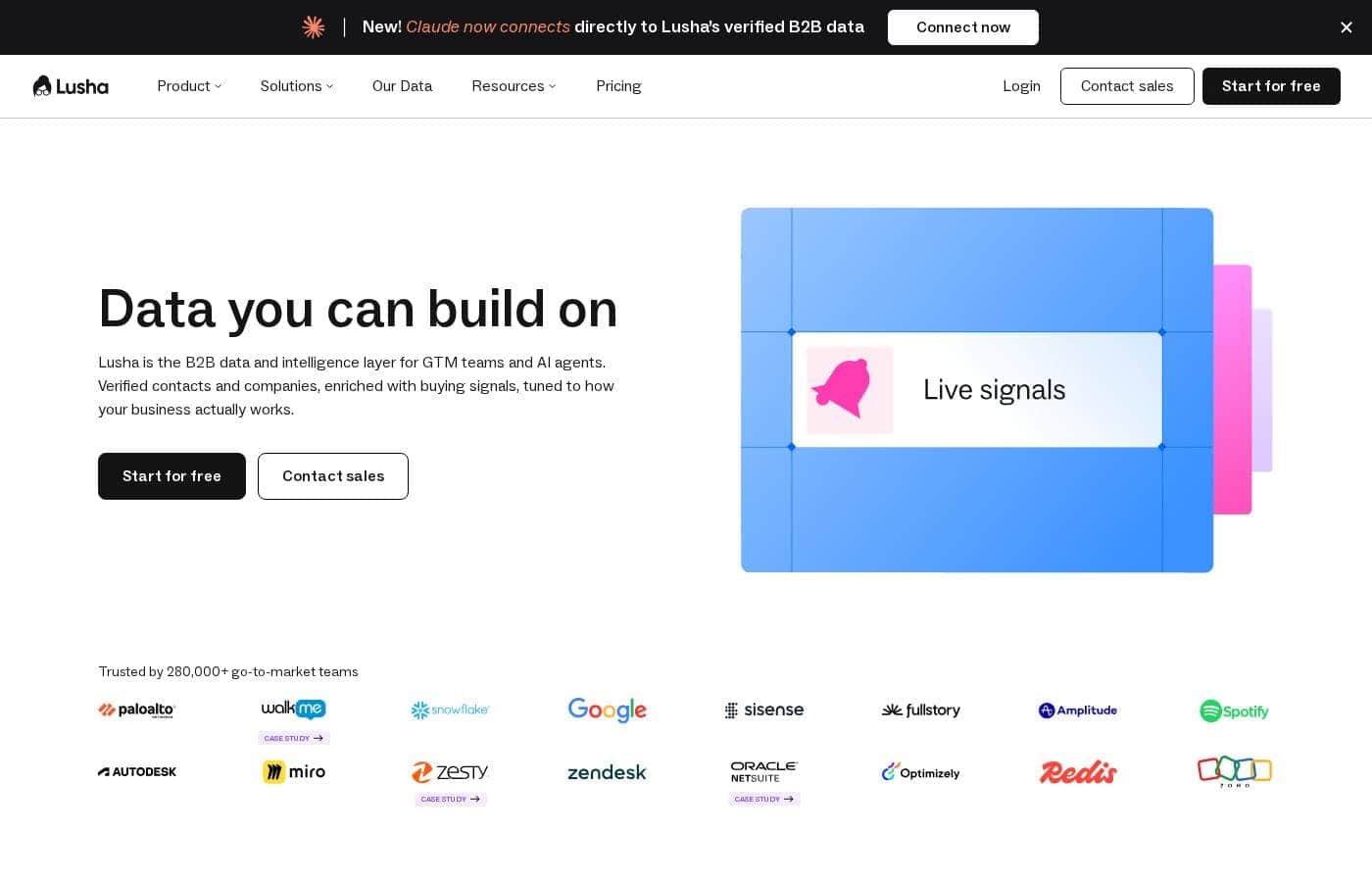 Lusha Homepage-Screenshot